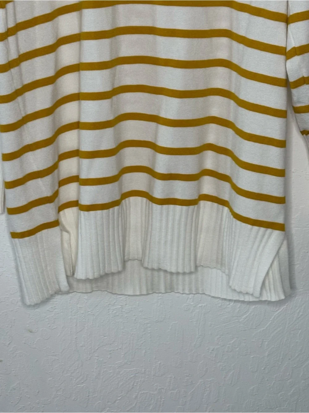 Lane Bryant Womens 14/16 White Brown Striped Pullover Tunic‎ Sweater Long Sleeve